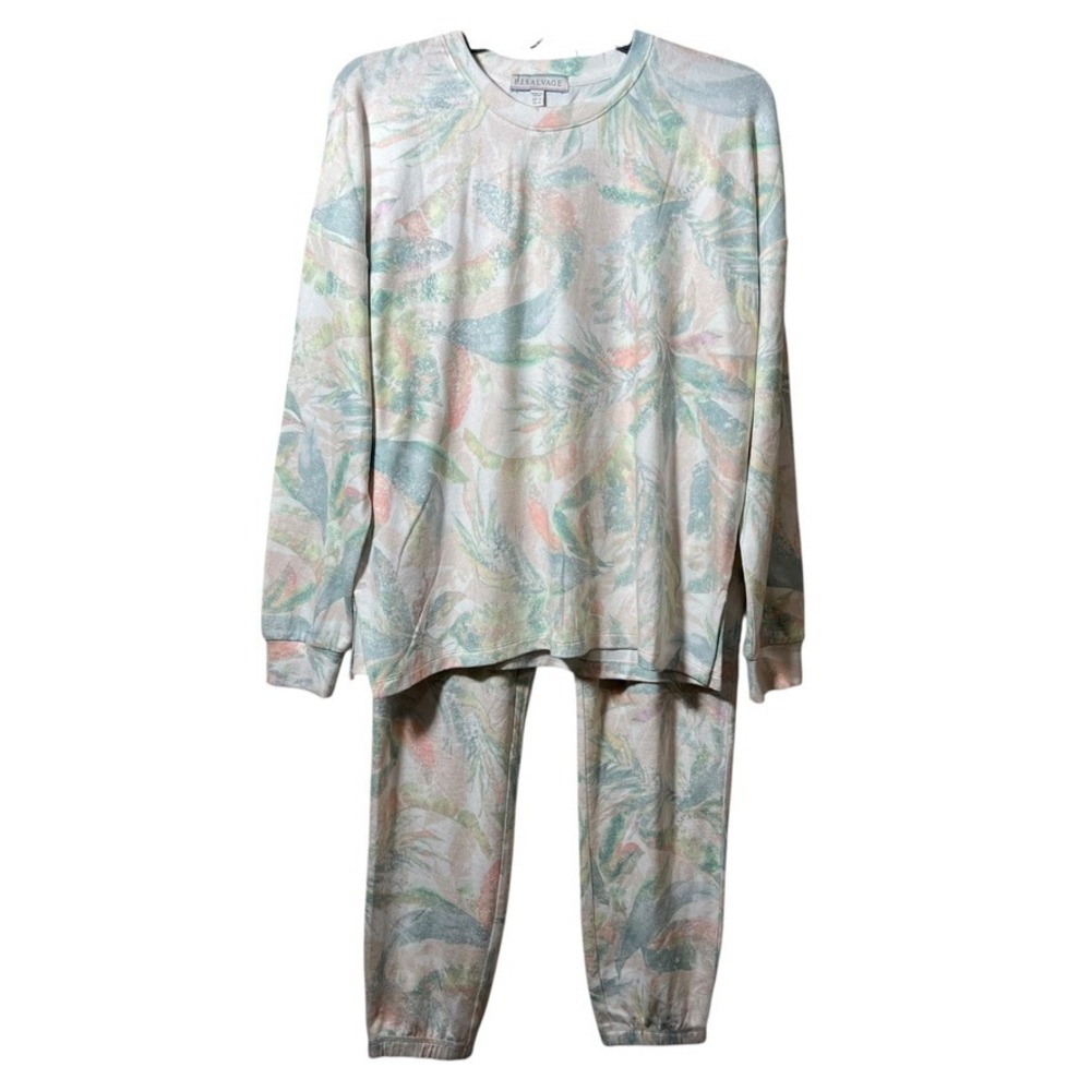 PJ Salvage Tropical Pastel Lounge Set S Women's Cozy‎ Soft Pajamas 2-Piece